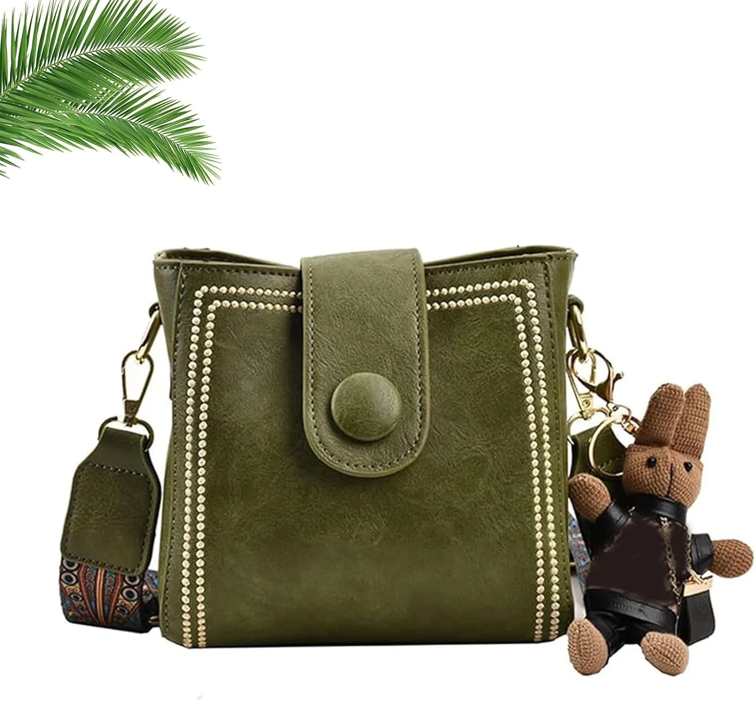 Bootara Bucket Bag, Small Bucket Bag, with Adjustable Wide Shoulder Strap, Women's Vintage Bunny Charm Buckets Bags
