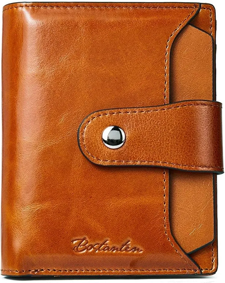 BOSTANTEN Women's Leather Designer Handbags Tote Purses Shoulder Bucket Bags and Leather Wallet RFID Blocking Small Bifold Zipper Pocket Wallet Card Case Brown Bundle