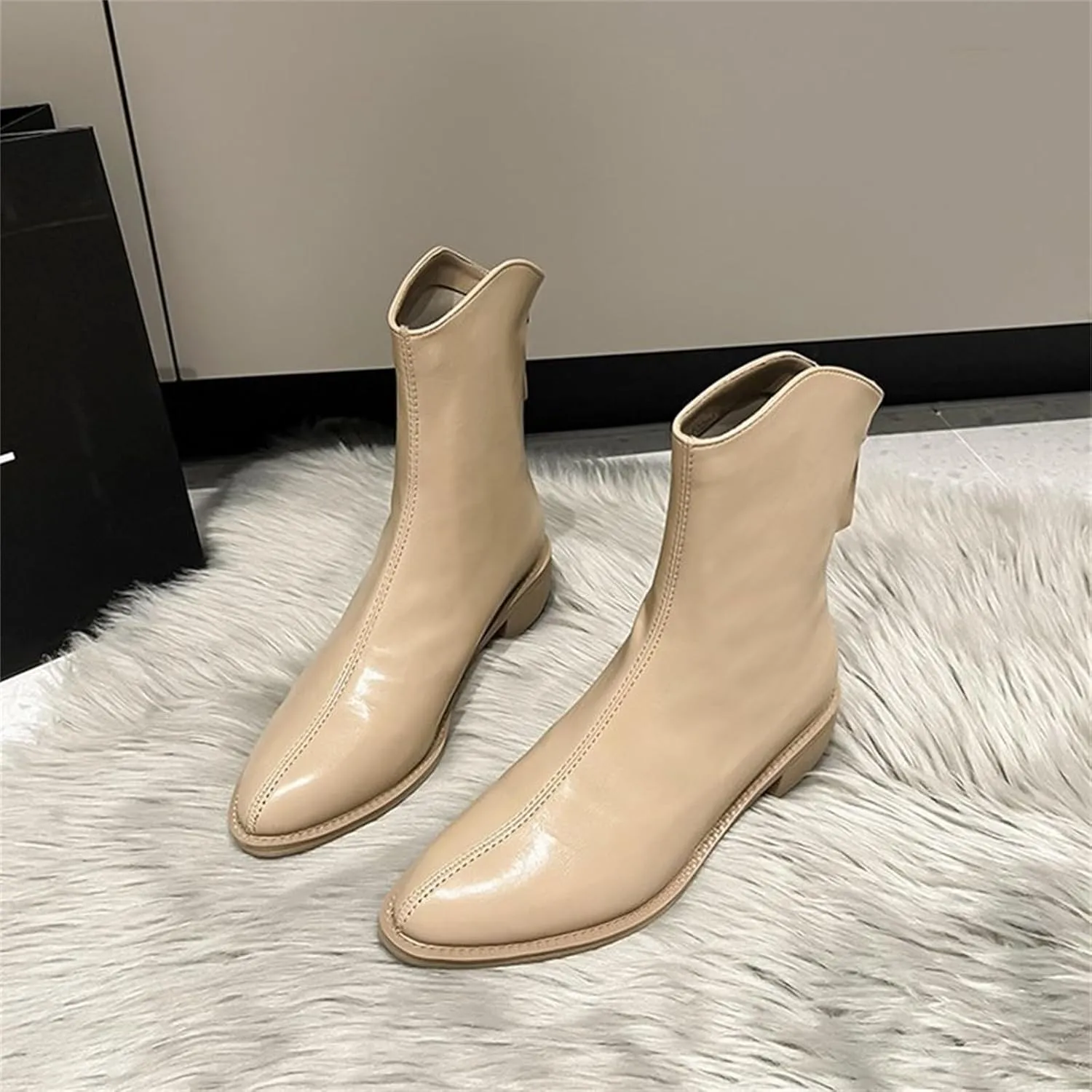 Botines Para Mujer Ankle Boots with Heel White Boots Ankle Half Boots for Women Low Heel Black Ankle Boots for Women No Heel White Ankle Boots for Women Fall