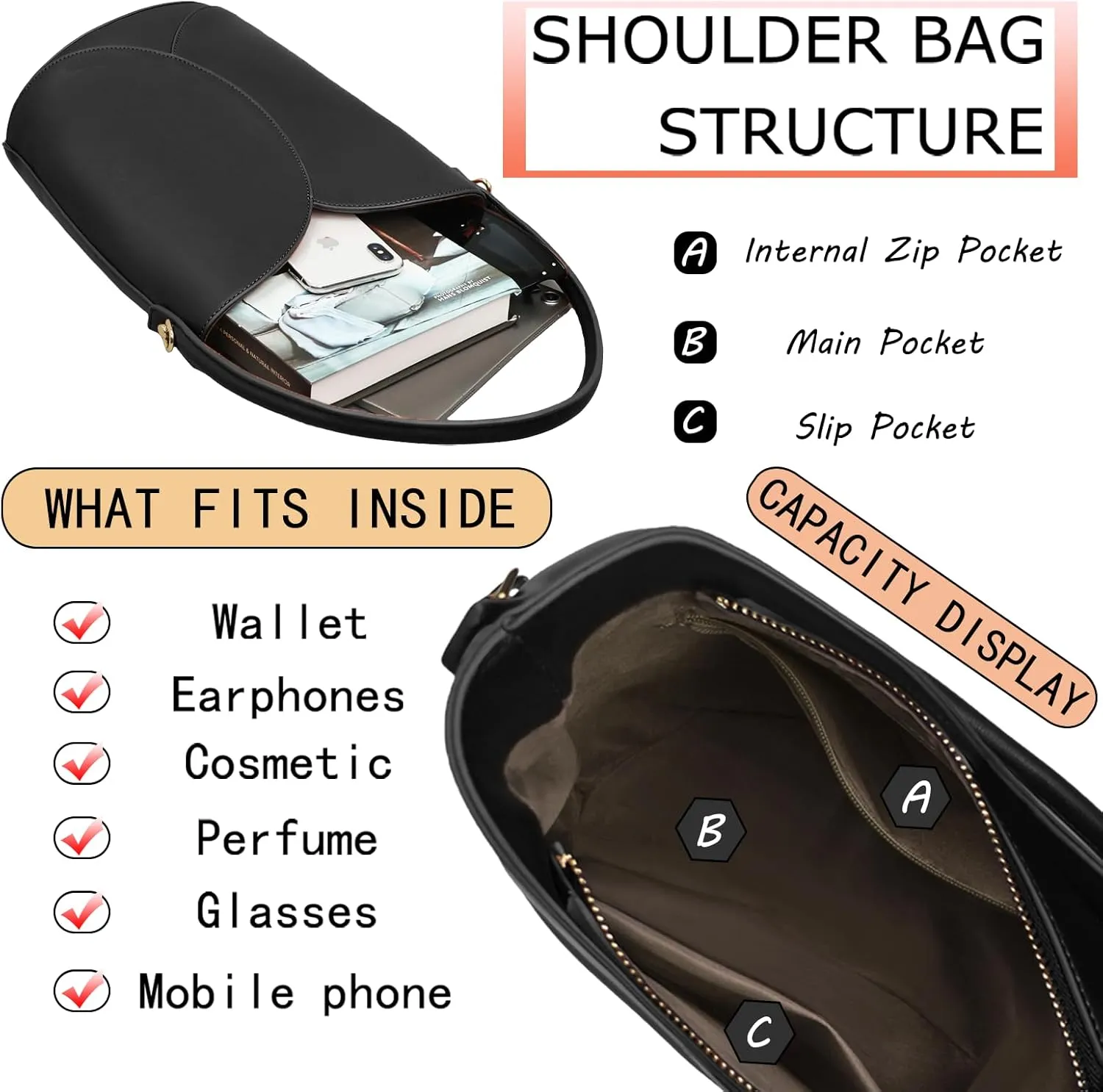 Bucket Bag for Women Vegan Leather Handbags with Removable Strap Small Shoulder Purse Crossbody Totes Bags