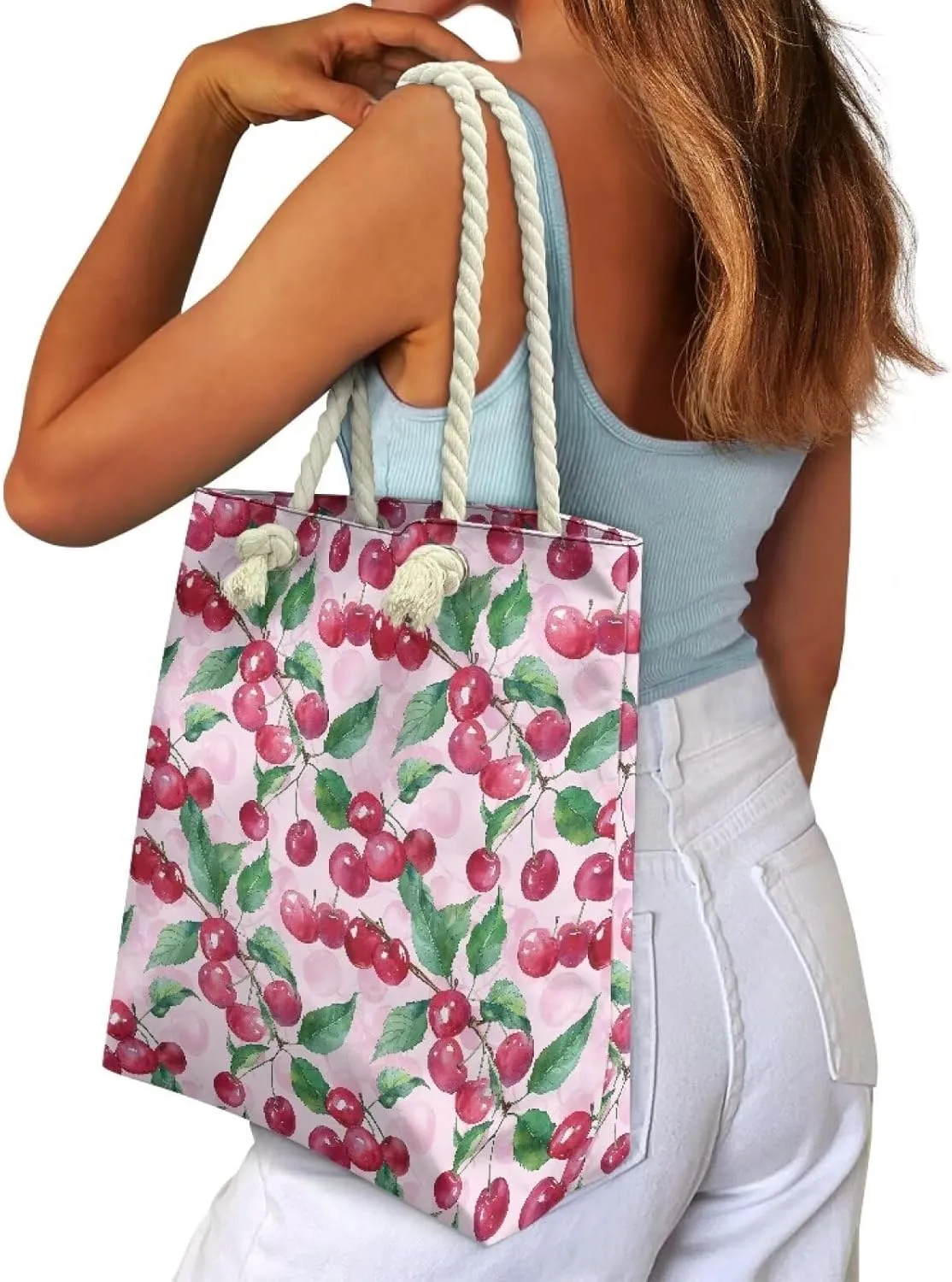 Canvas Beach Tote Bag for Women Ladies Grocery Shopping Reusable Totes Bags Shoulder Handbags Purse Aesthetic