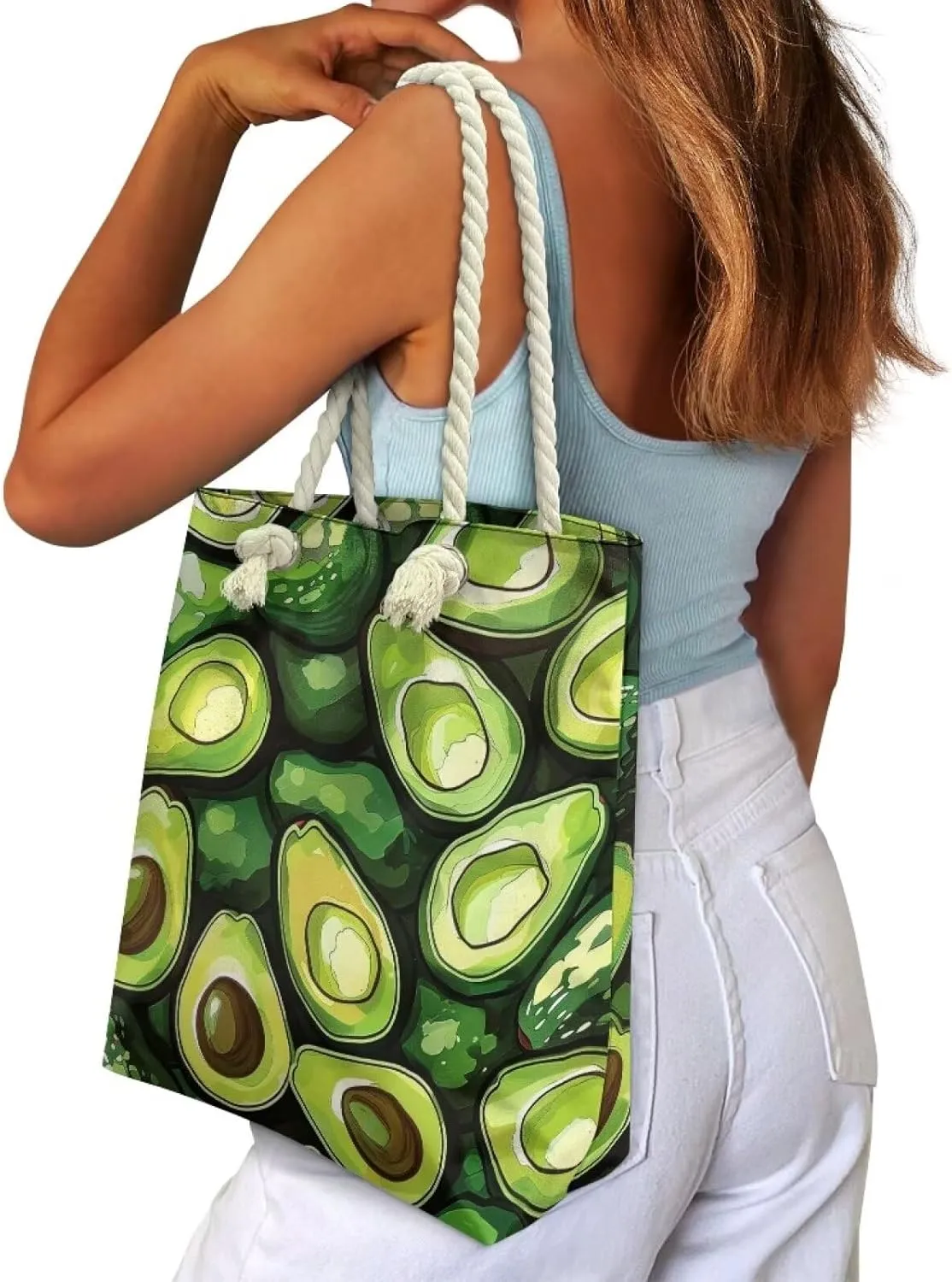 Canvas Beach Tote Bag for Women Ladies Grocery Shopping Reusable Totes Bags Shoulder Handbags Purse Aesthetic