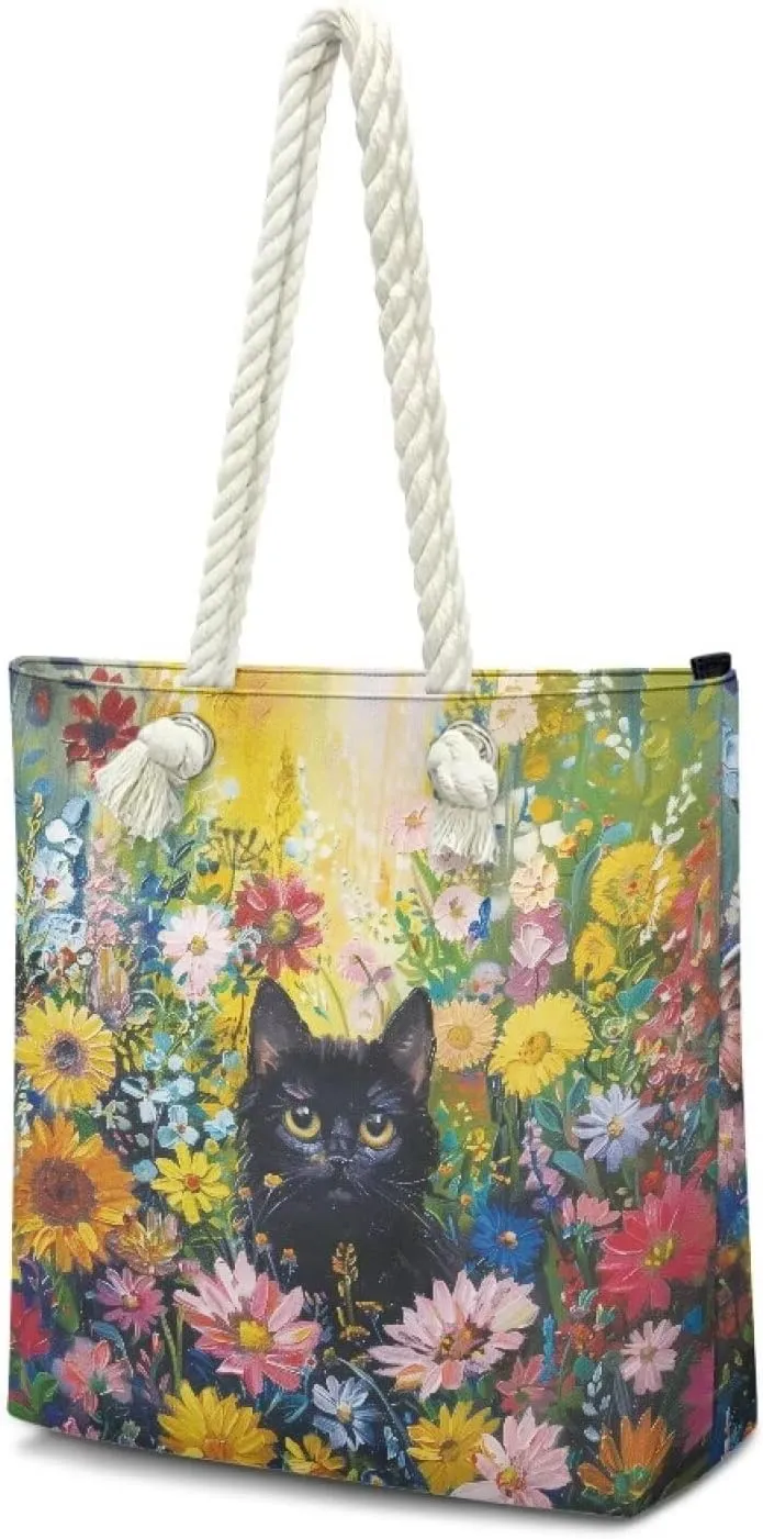 Canvas Beach Tote Bag for Women Ladies Grocery Shopping Reusable Totes Bags Shoulder Handbags Purse Aesthetic