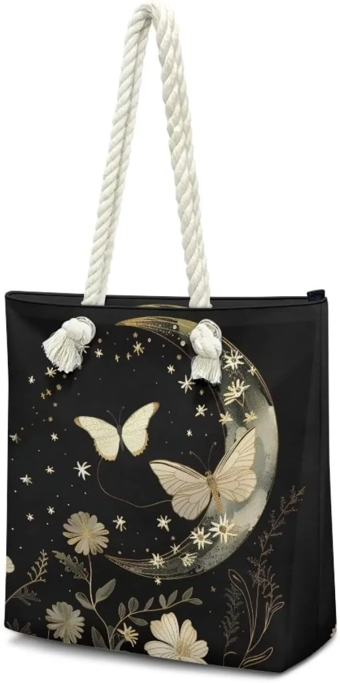 Canvas Beach Tote Bag for Women Ladies Grocery Shopping Reusable Totes Bags Shoulder Handbags Purse Aesthetic