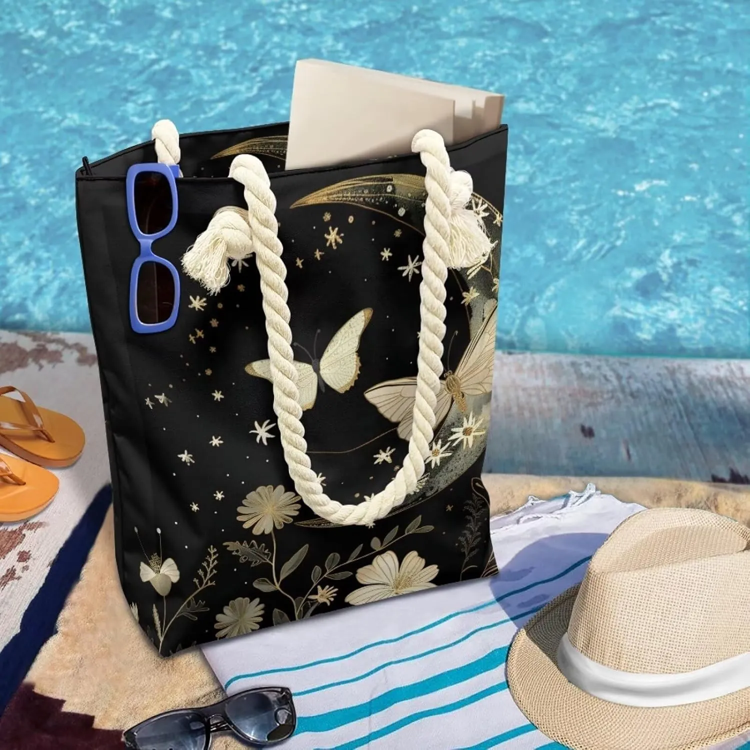 Canvas Beach Tote Bag for Women Ladies Grocery Shopping Reusable Totes Bags Shoulder Handbags Purse Aesthetic