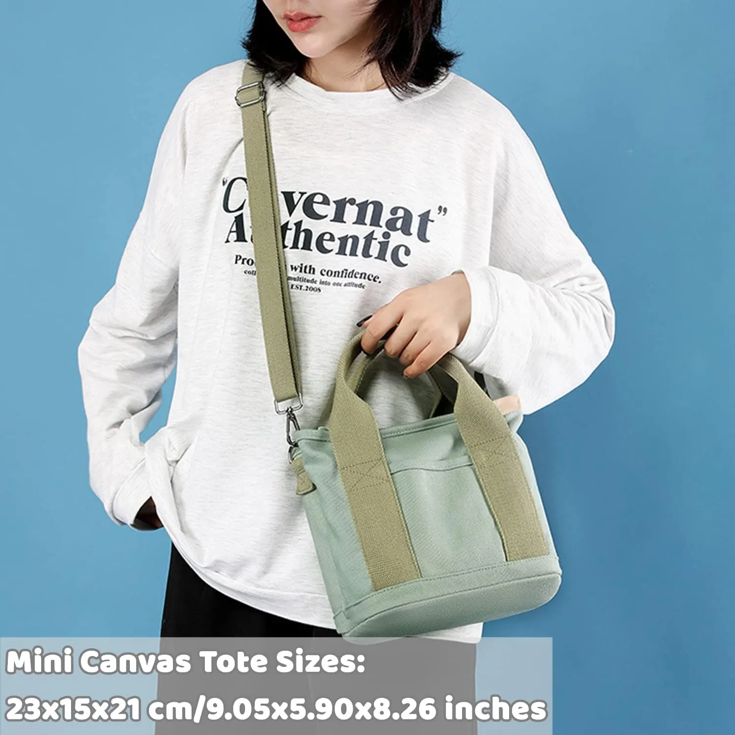 Canvas Tote Bag for Women,Small Totes Bags with Zipper Cute Crossbody Purse with Pockets Large Shoulder Handbag,2 Sizes