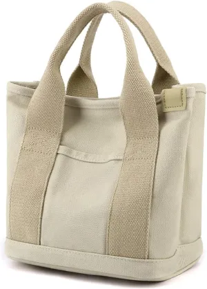 Canvas Tote Bag for Women,Small Totes Bags with Zipper Cute Crossbody Purse with Pockets Large Shoulder Handbag,2 Sizes
