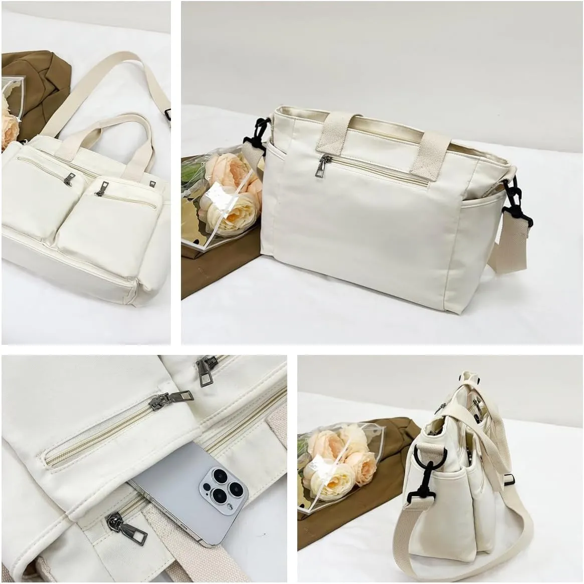 Canvas Tote Bag for Women,Womens Purse Handbags Totes Bags Crossbody Work Laptop Book Bag for Travel Nurse College Gift