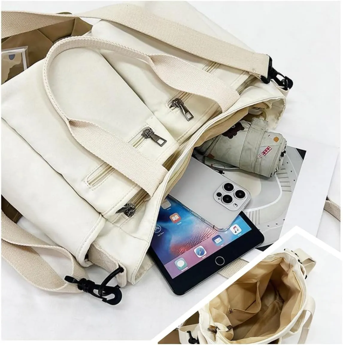 Canvas Tote Bag for Women,Womens Purse Handbags Totes Bags Crossbody Work Laptop Book Bag for Travel Nurse College Gift