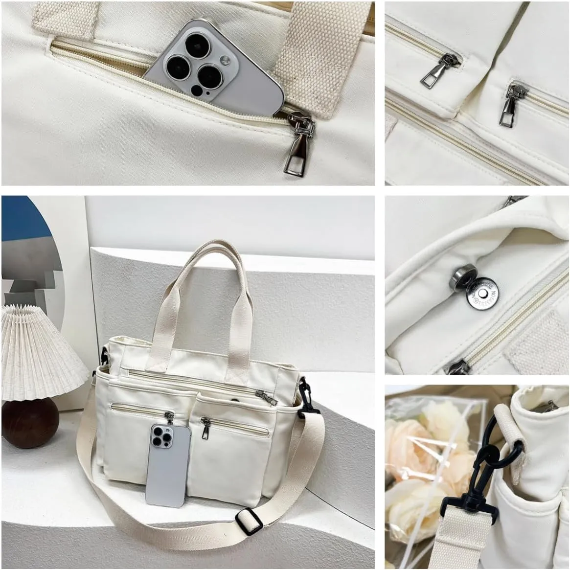 Canvas Tote Bag for Women,Womens Purse Handbags Totes Bags Crossbody Work Laptop Book Bag for Travel Nurse College Gift