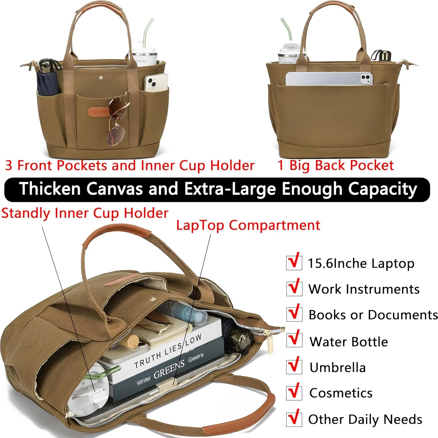 Canvas Tote Bag for Women,Womens Purse Handbags Totes Bags Work Laptop Book Gym for Travel Nurse College Gift