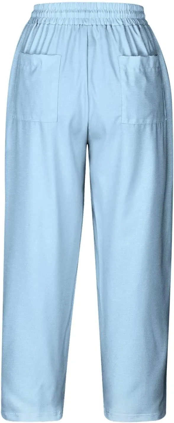 Capri Trousers Women's 3/4 Length Cropped Pants Yoga Pant Drawstring Jogging Bottoms High Waist Cropped Trouser