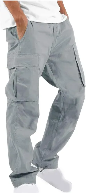 Cargo Pants for Men Baggy Relaxed Fit Causal Work Trousers Outdoor Hiking Cargo Sweatpants Pockets Athletic Joggers