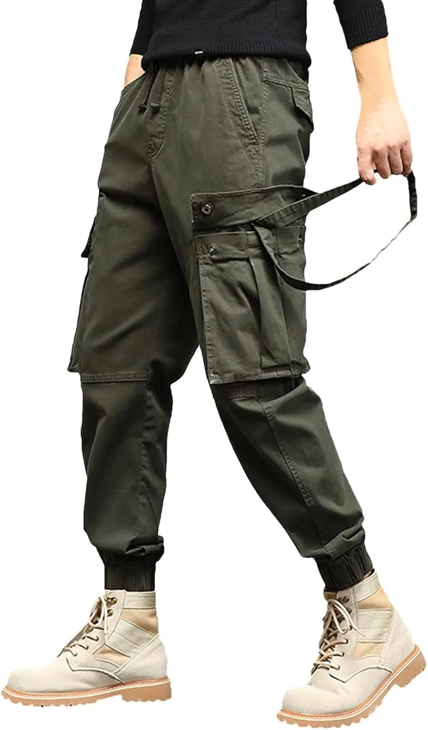 Cargo Pants for Men Relaxed Fit Performance Open Bottom Workout Quick Dry Pants for Athletic Jogging Training Casual