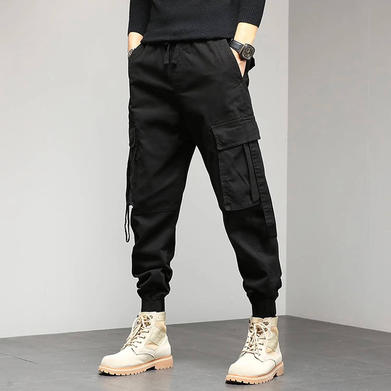 Cargo Pants for Men Relaxed Fit Performance Open Bottom Workout Quick Dry Pants for Athletic Jogging Training Casual