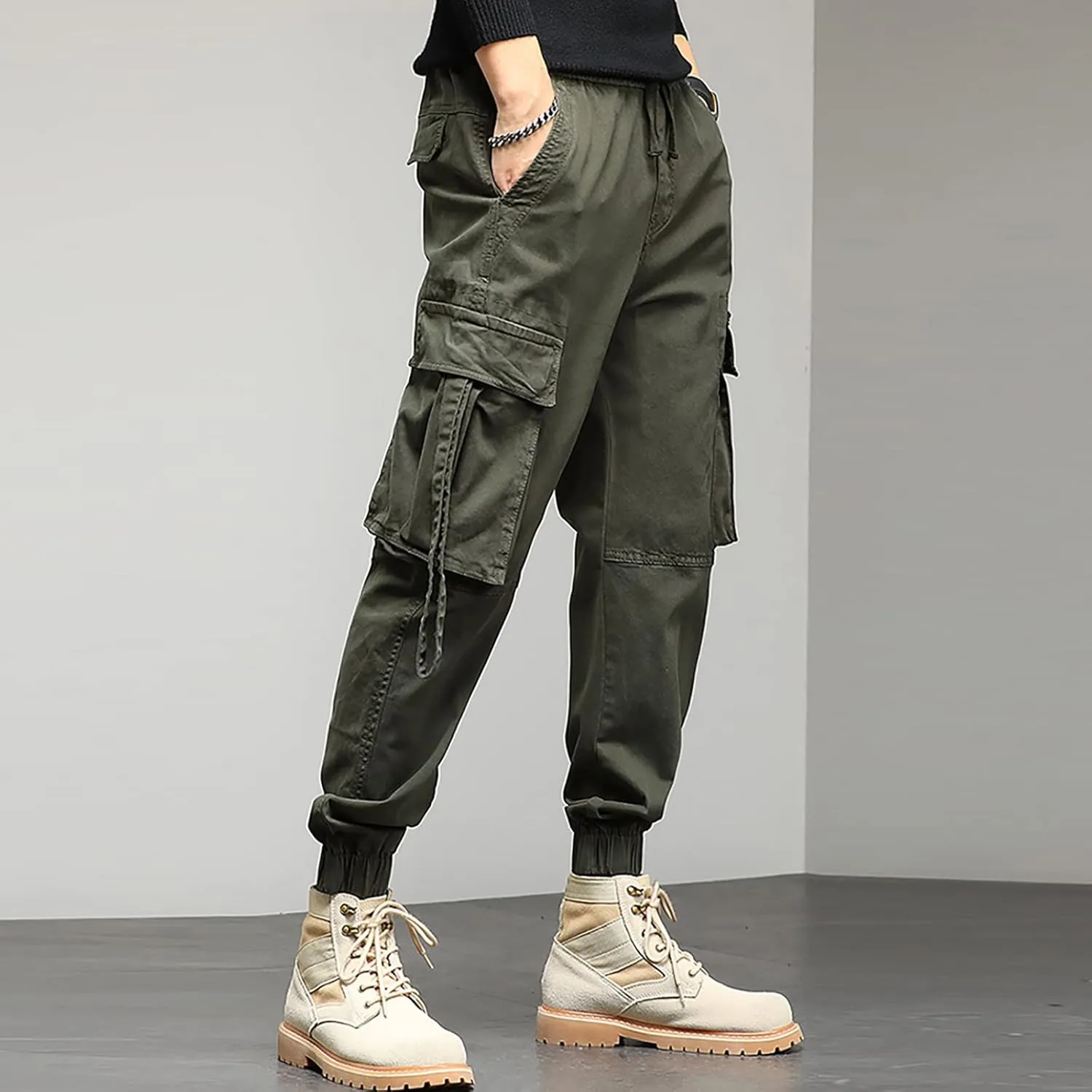 Cargo Pants for Men Relaxed Fit Performance Open Bottom Workout Quick Dry Pants for Athletic Jogging Training Casual