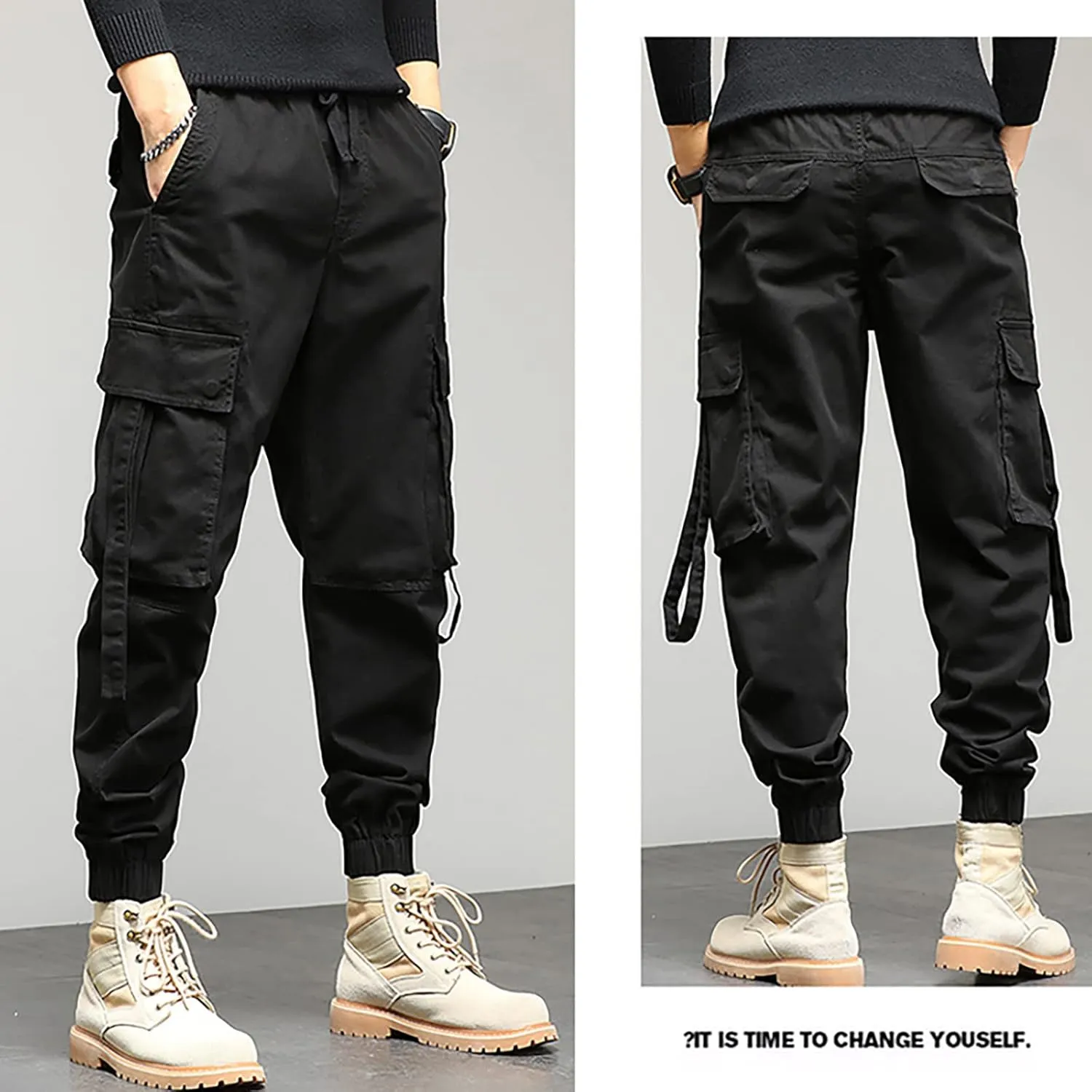 Cargo Pants for Men Relaxed Fit Performance Open Bottom Workout Quick Dry Pants for Athletic Jogging Training Casual
