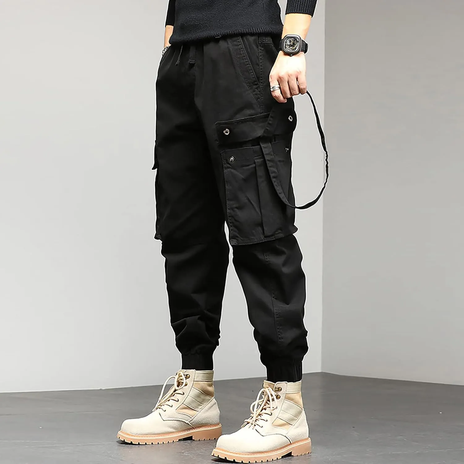 Cargo Pants for Men Relaxed Fit Performance Open Bottom Workout Quick Dry Pants for Athletic Jogging Training Casual