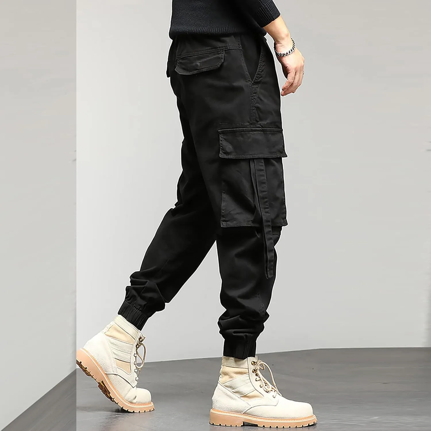 Cargo Pants for Men Relaxed Fit Performance Open Bottom Workout Quick Dry Pants for Athletic Jogging Training Casual