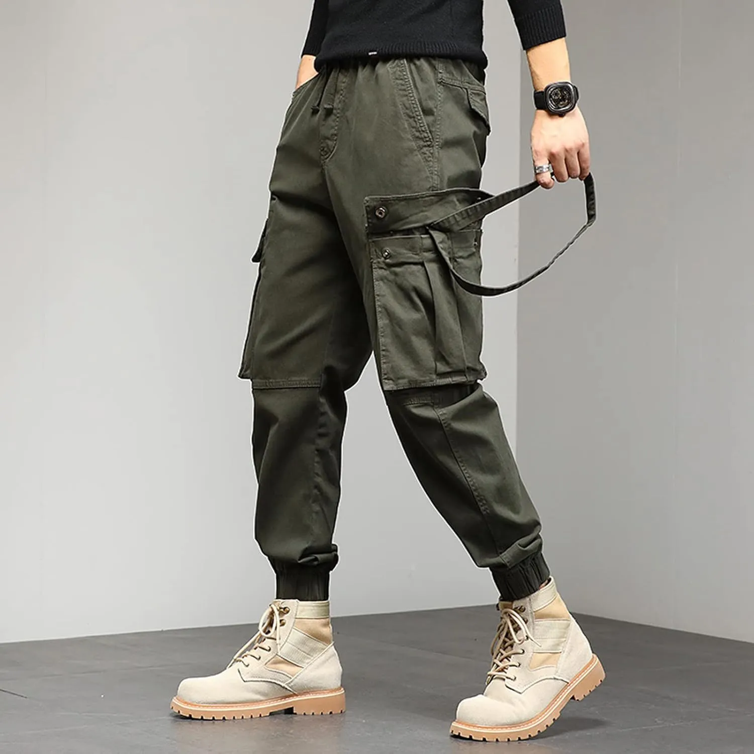Cargo Pants for Men Relaxed Fit Performance Open Bottom Workout Quick Dry Pants for Athletic Jogging Training Casual