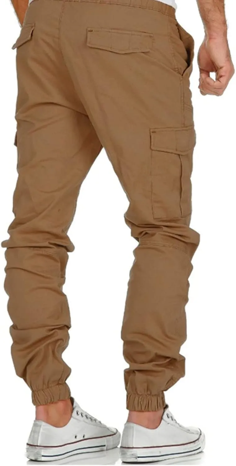 Cargo Work Pants for Men Relaxed Fit Cotton Multi-Pockets Lightweight Tactical Pant Hiking Jogger Outdoor Sports Trousers