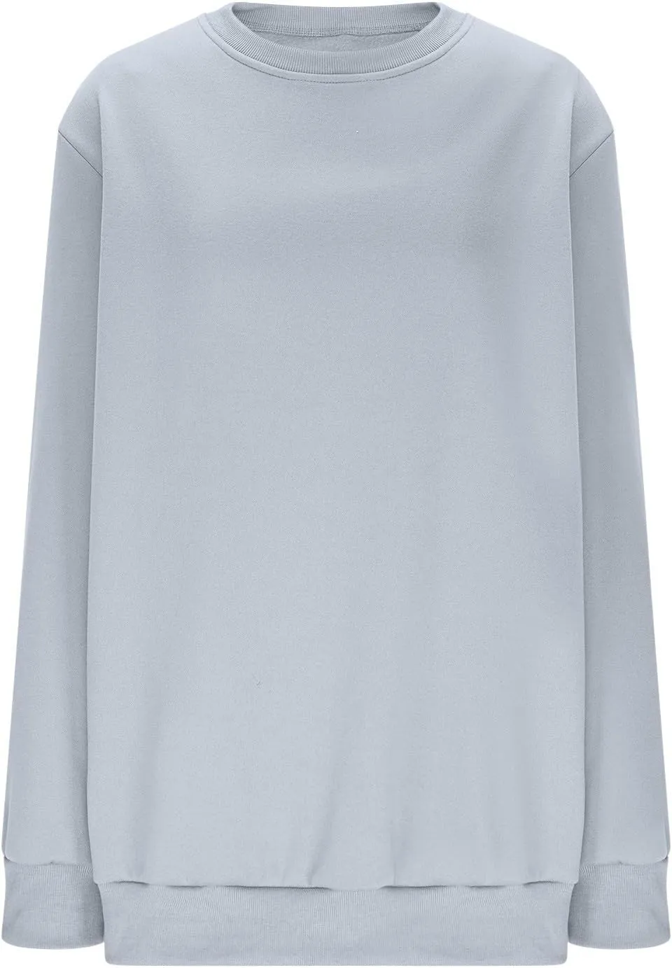 Casual Crewneck Sweatshirt for Women 2025 Spring Fall Tops Plain Color Long Sleeve Sweater Fuzzy Shirts