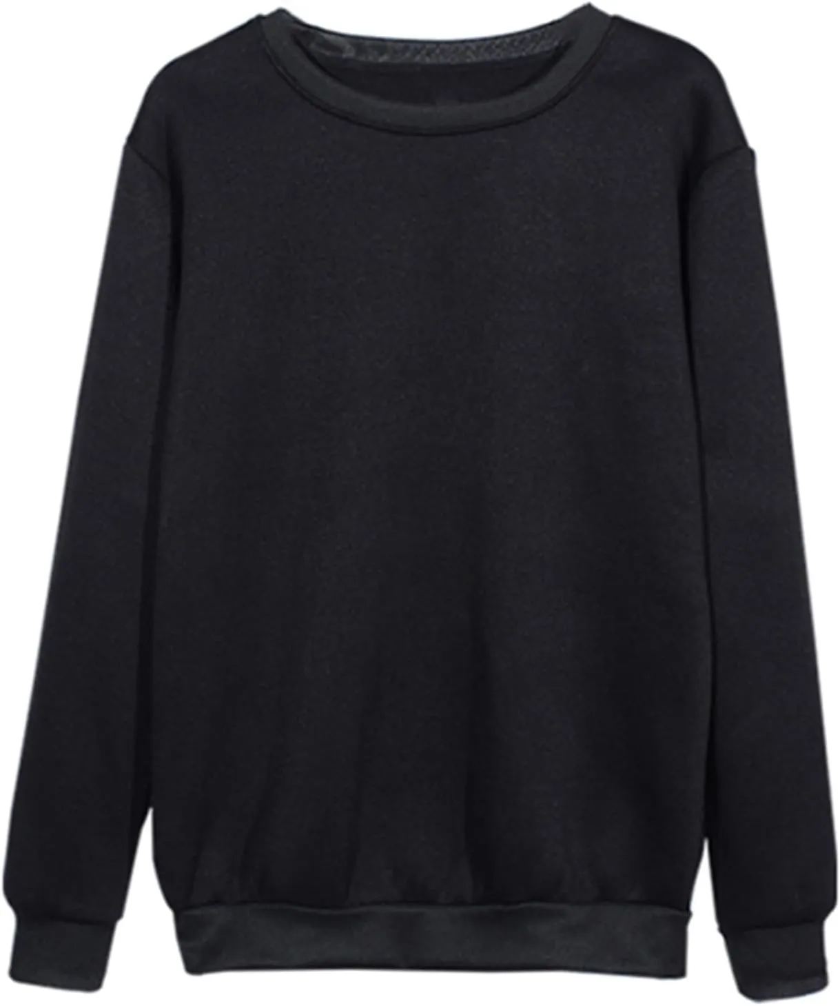 Casual Crewneck Sweatshirt for Women 2025 Spring Fall Tops Plain Color Long Sleeve Sweater Fuzzy Shirts