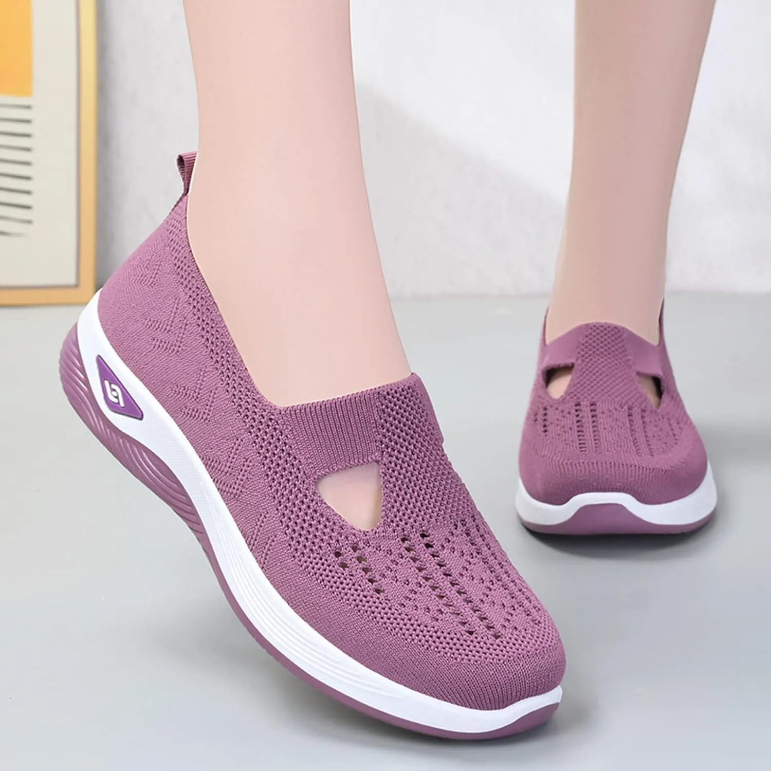Cathalem Orthopedic Shoes for Women Go Walking Slip on Diabetic Foam Shoes Hands Free Slip in Sneakers