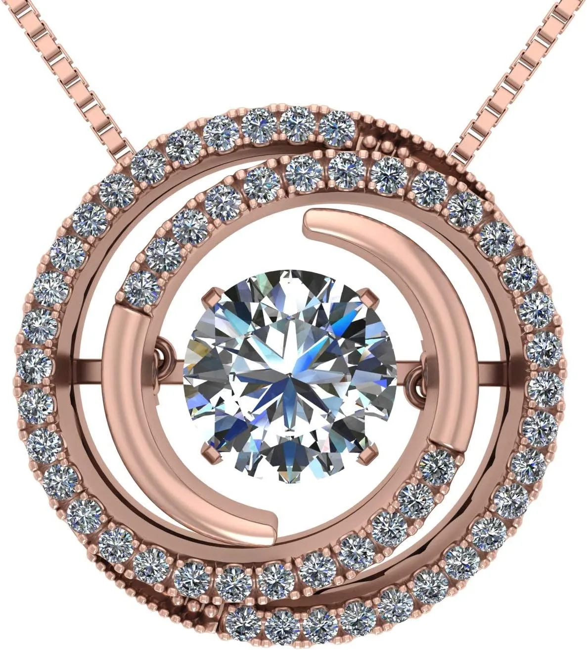 Central Diamond Center Circle Swirl Dancing Gemstone Dangle Earrings or Necklace in Sterling Silver w/Pure Brilliance Zirconia