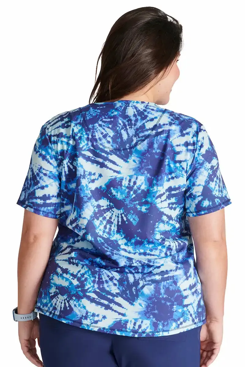 Cherokee Women's V-Neck Print Top | Tie Dye Tranquility