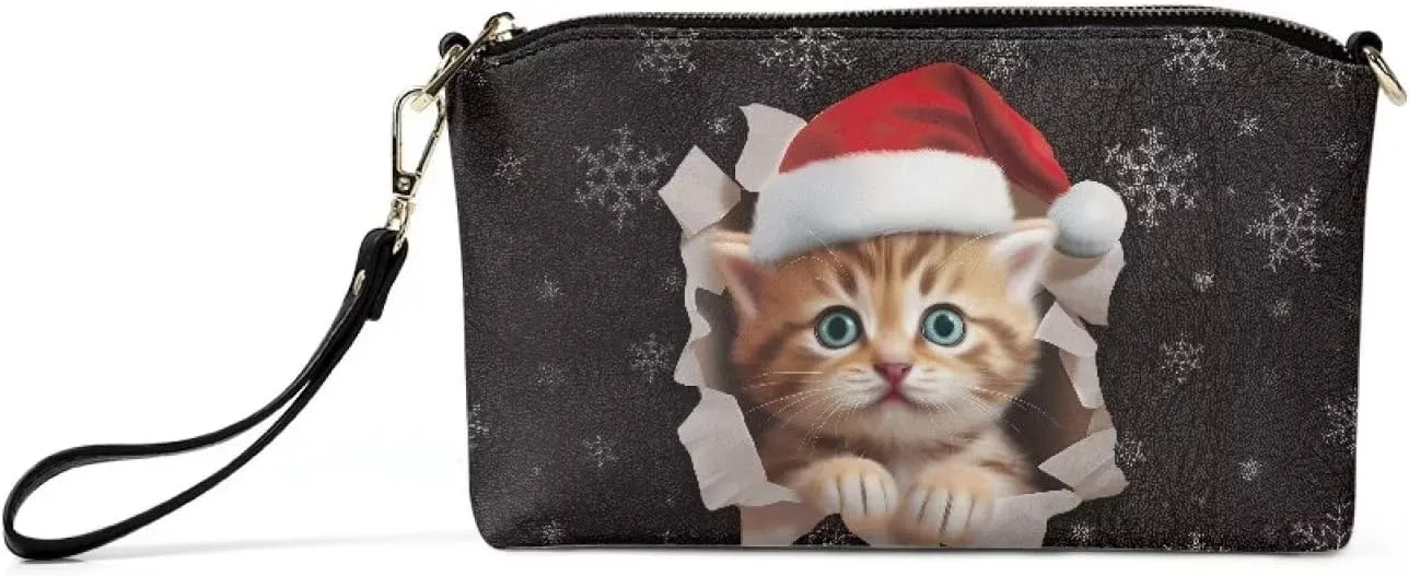 Christmas Cat Clutch Purses for Women Wedding Stylish and Versatile Adjustable Straps Large Wallets for Ladies Easy to Carry Crossbody Purses Handbag for Girls Shopping or Formal Use