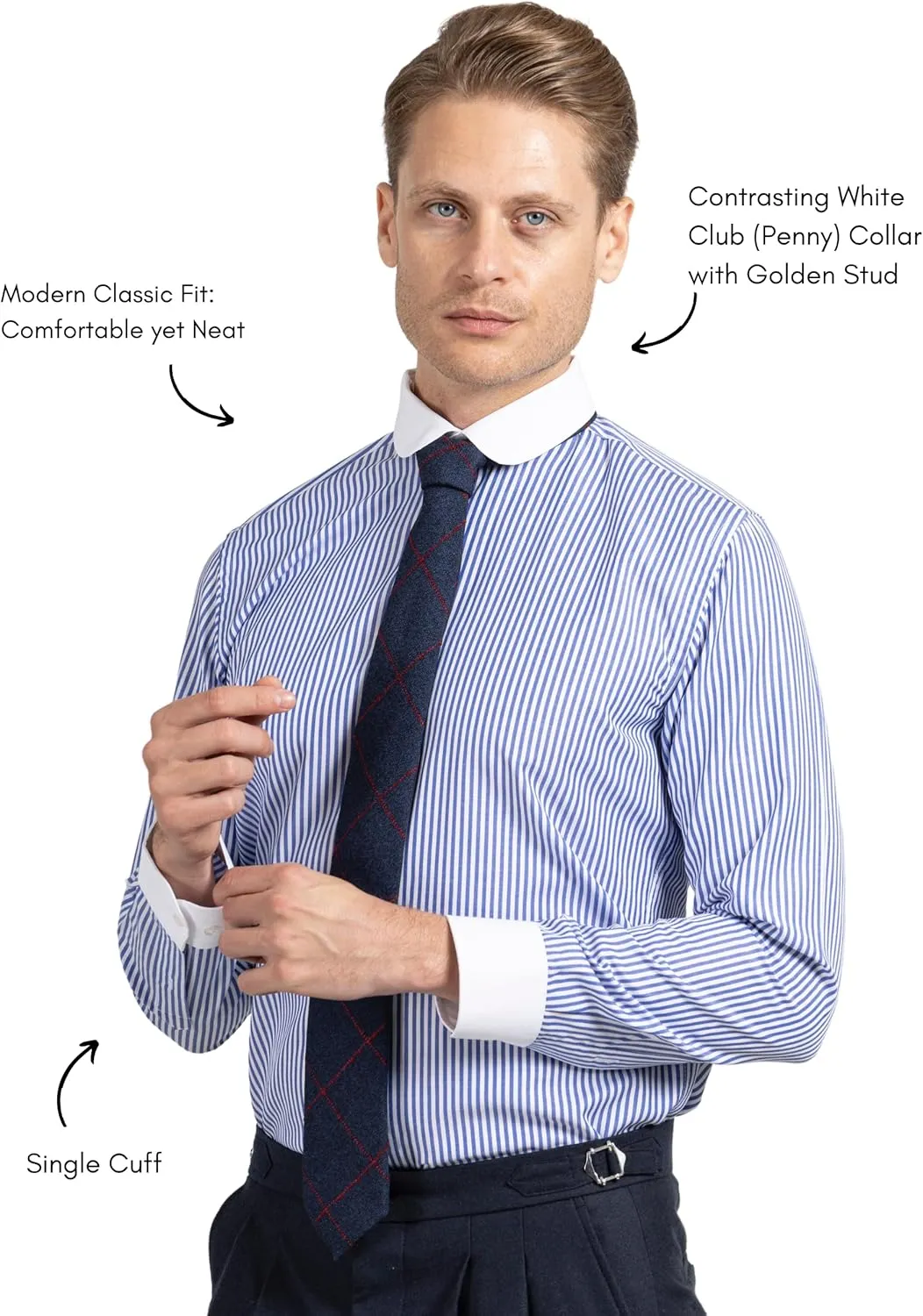 Club Collar Shirts for Men | Mens Long Sleeve Dress Casual Stylish & Formal Button Up Shirts in 1920s Style