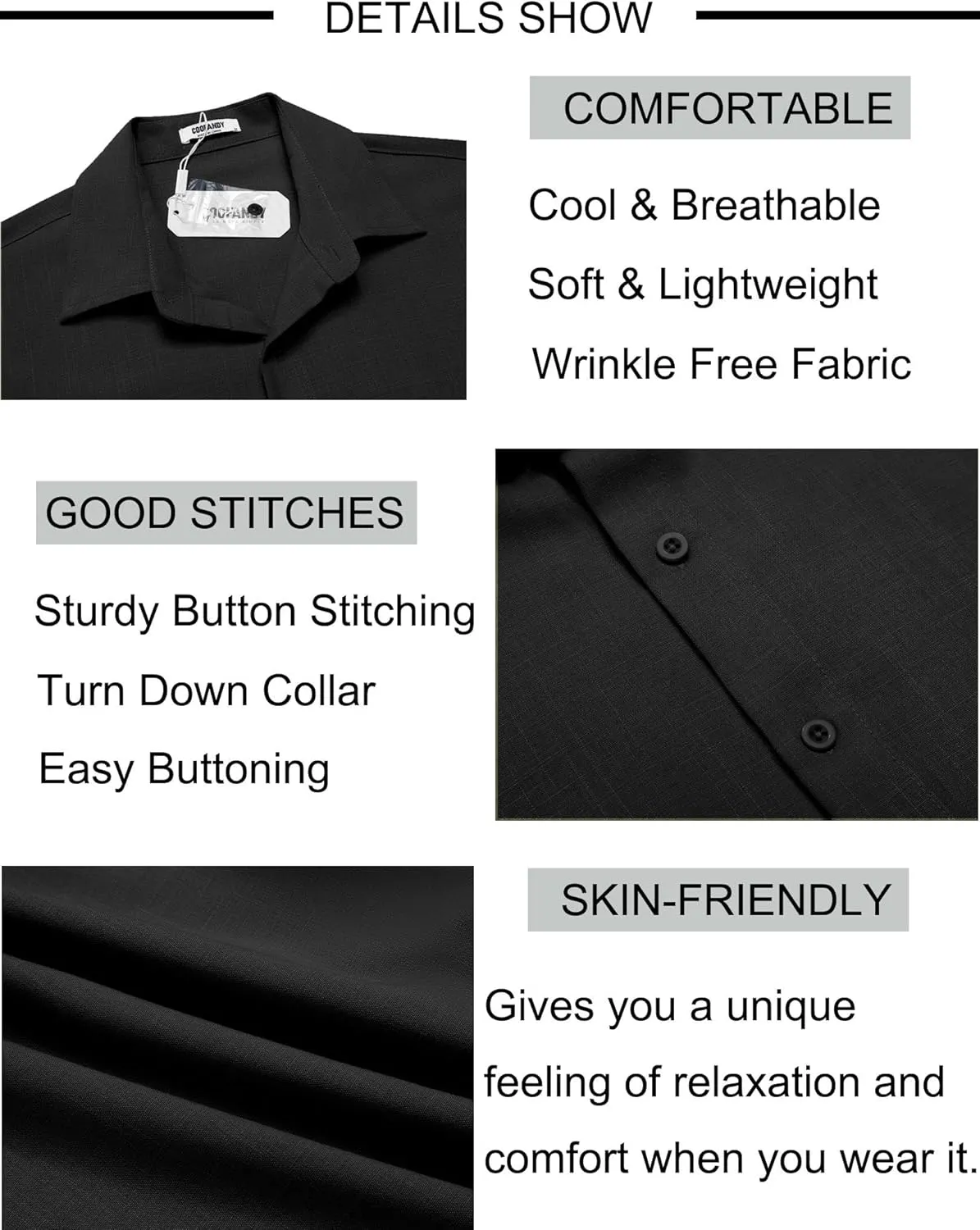 COOFANDY Mens Button Down Shirt Short Sleeve Casual Shirts Beach Summer Linen Shirts Wedding Vacation Shirt