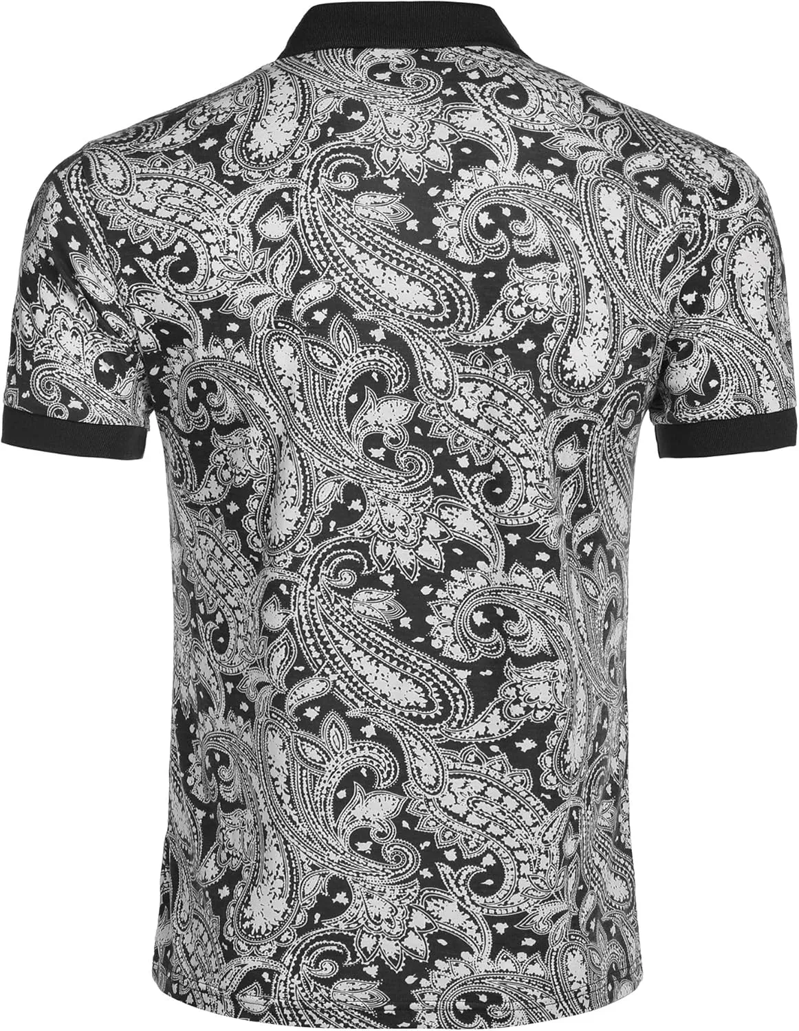 COOFANDY Mens Casual Short Sleeve Polo Shirts Slim Fit Paisley Polo T Shirts Floral Print Shirt