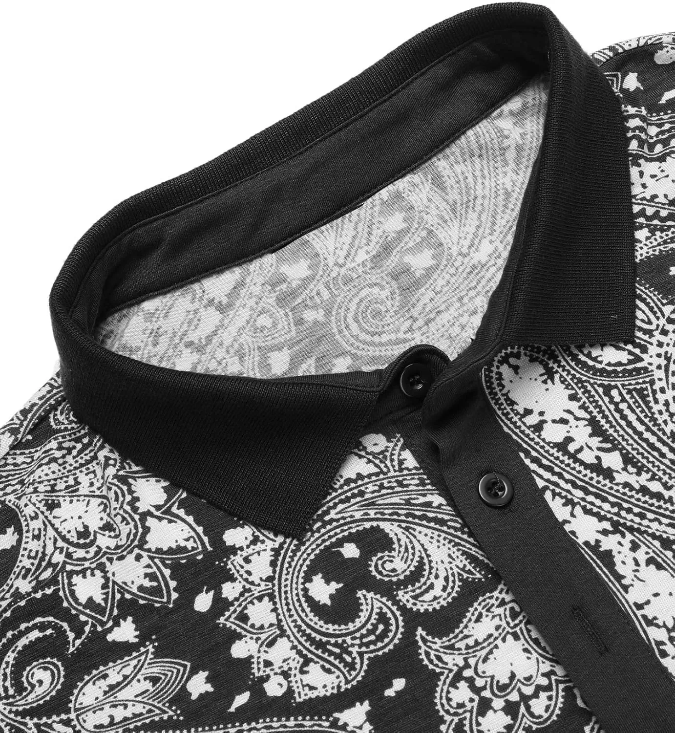 COOFANDY Mens Casual Short Sleeve Polo Shirts Slim Fit Paisley Polo T Shirts Floral Print Shirt