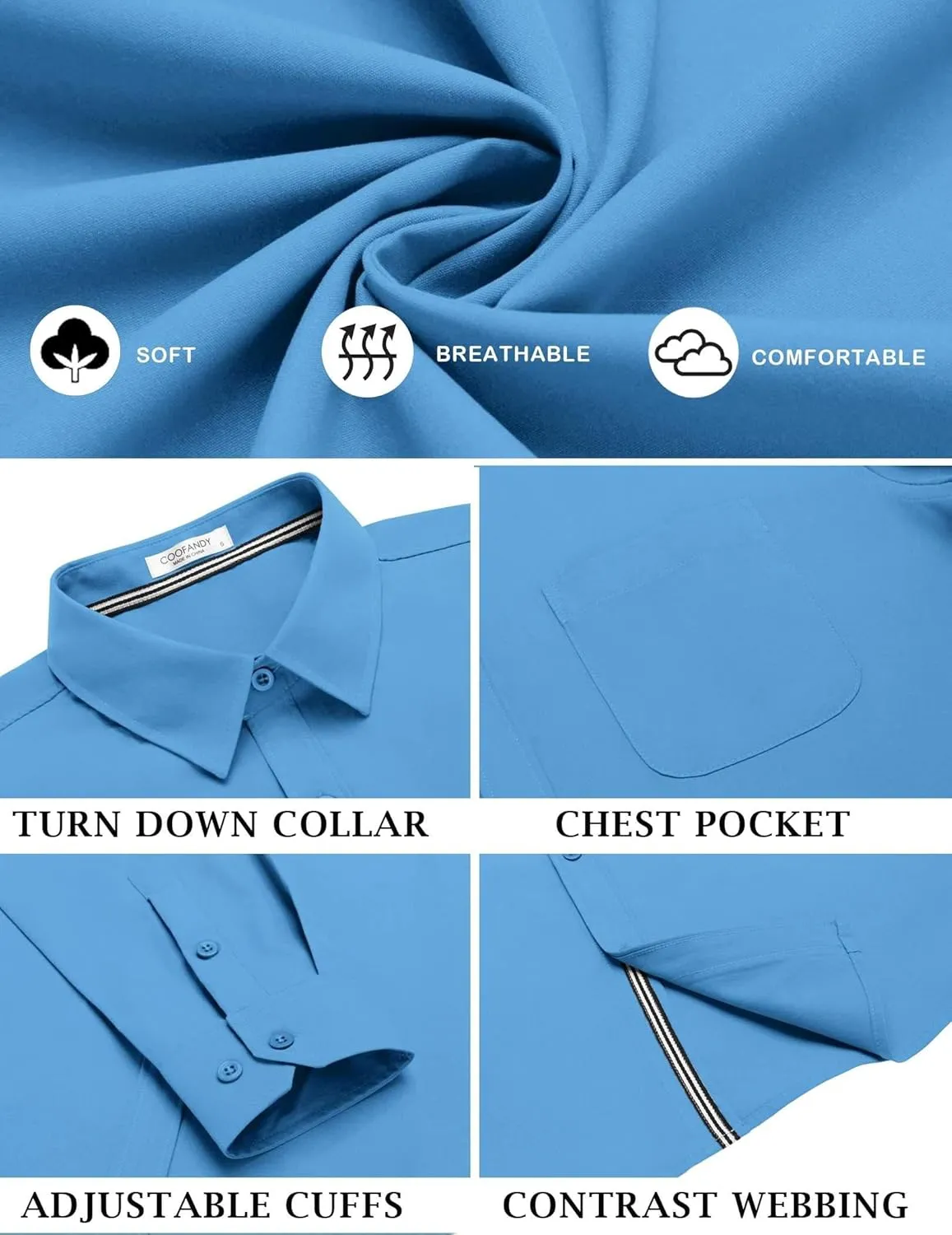 COOFANDY Men's Long Sleeve Casual Button Down Shirts Untucked Shirts for Men Regular Fit Dress Shirt