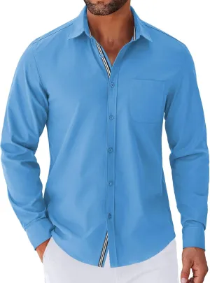 COOFANDY Men's Long Sleeve Casual Button Down Shirts Untucked Shirts for Men Regular Fit Dress Shirt