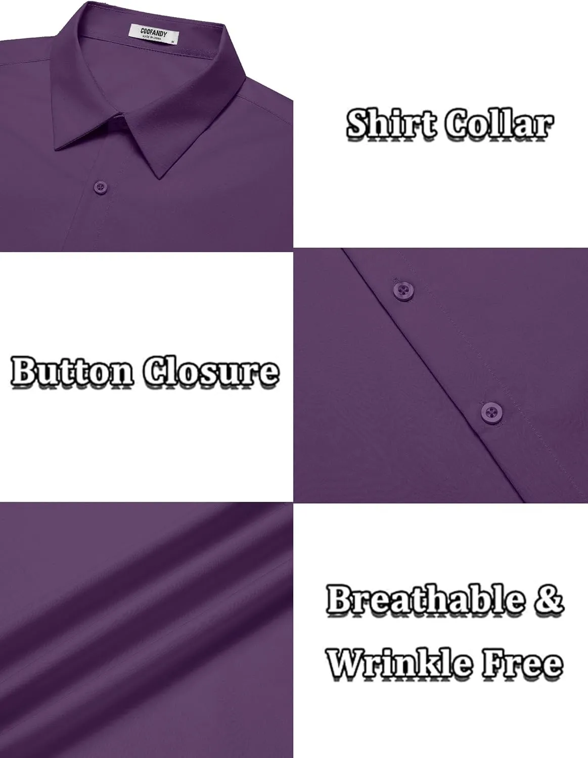 COOFANDY Men's Short Sleeve Dress Shirts Casual Button Down Wrinkle Free Regular Fit Business Untucked Shirts