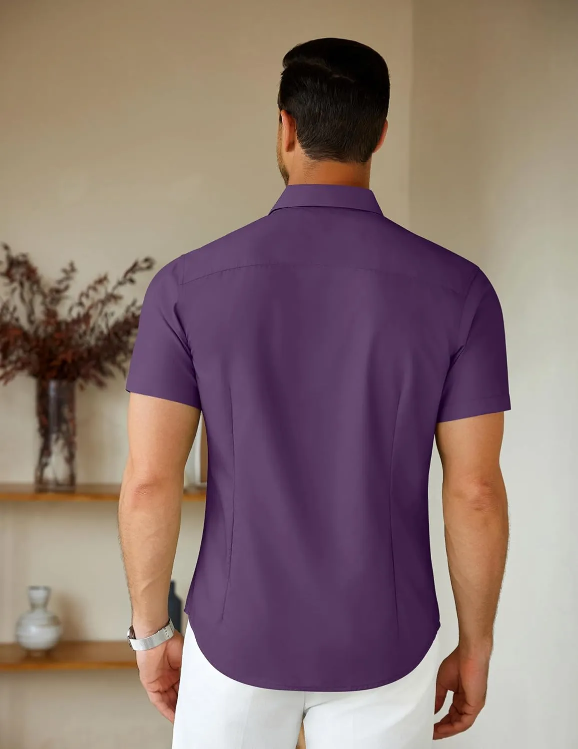 COOFANDY Men's Short Sleeve Dress Shirts Casual Button Down Wrinkle Free Regular Fit Business Untucked Shirts