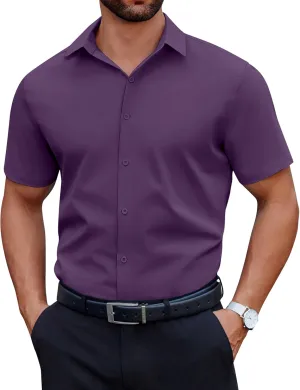 COOFANDY Men's Short Sleeve Dress Shirts Casual Button Down Wrinkle Free Regular Fit Business Untucked Shirts