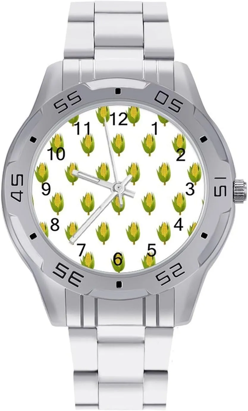 Corn Stainless Steel Metal Strap Simple Business Watches for Men Easy Reader Work Casual Watch