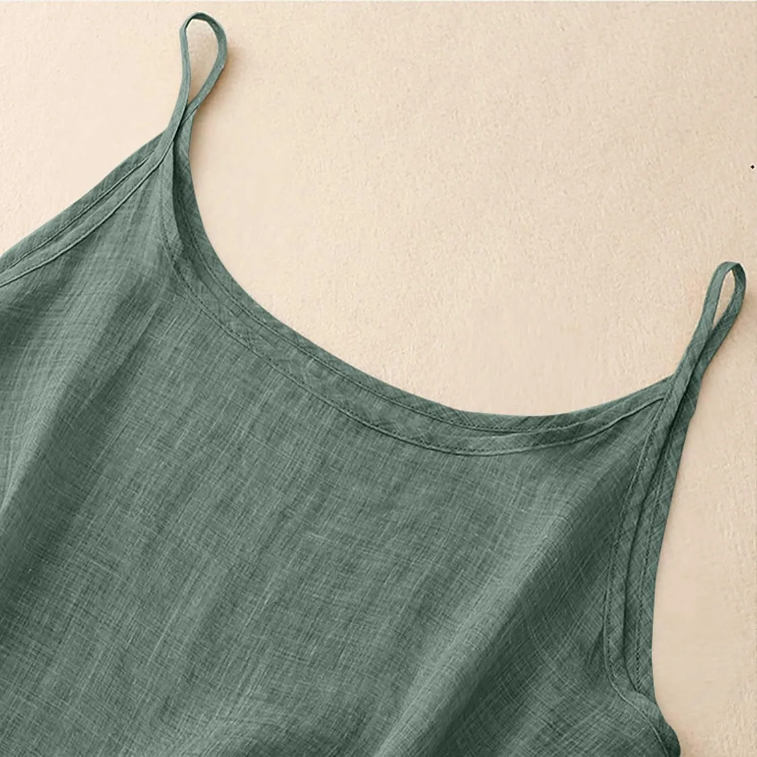 Cotton Linen Camisole Tops for Women 2025 Spaghetti Strap Loose Fit Tank Top Cami Summer Casual Sleeveless Shirts