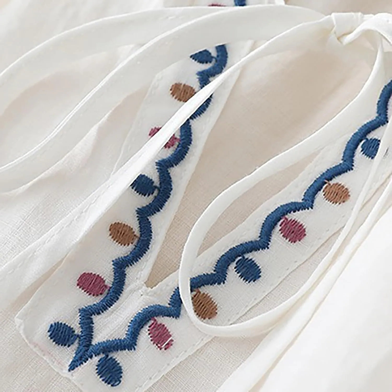 Cotton Linen Shirts for Women 2025 Trendy Summer Floral Embroidered 3/4 Sleeve Flowy Blouse Dressy Casual Boho Tops