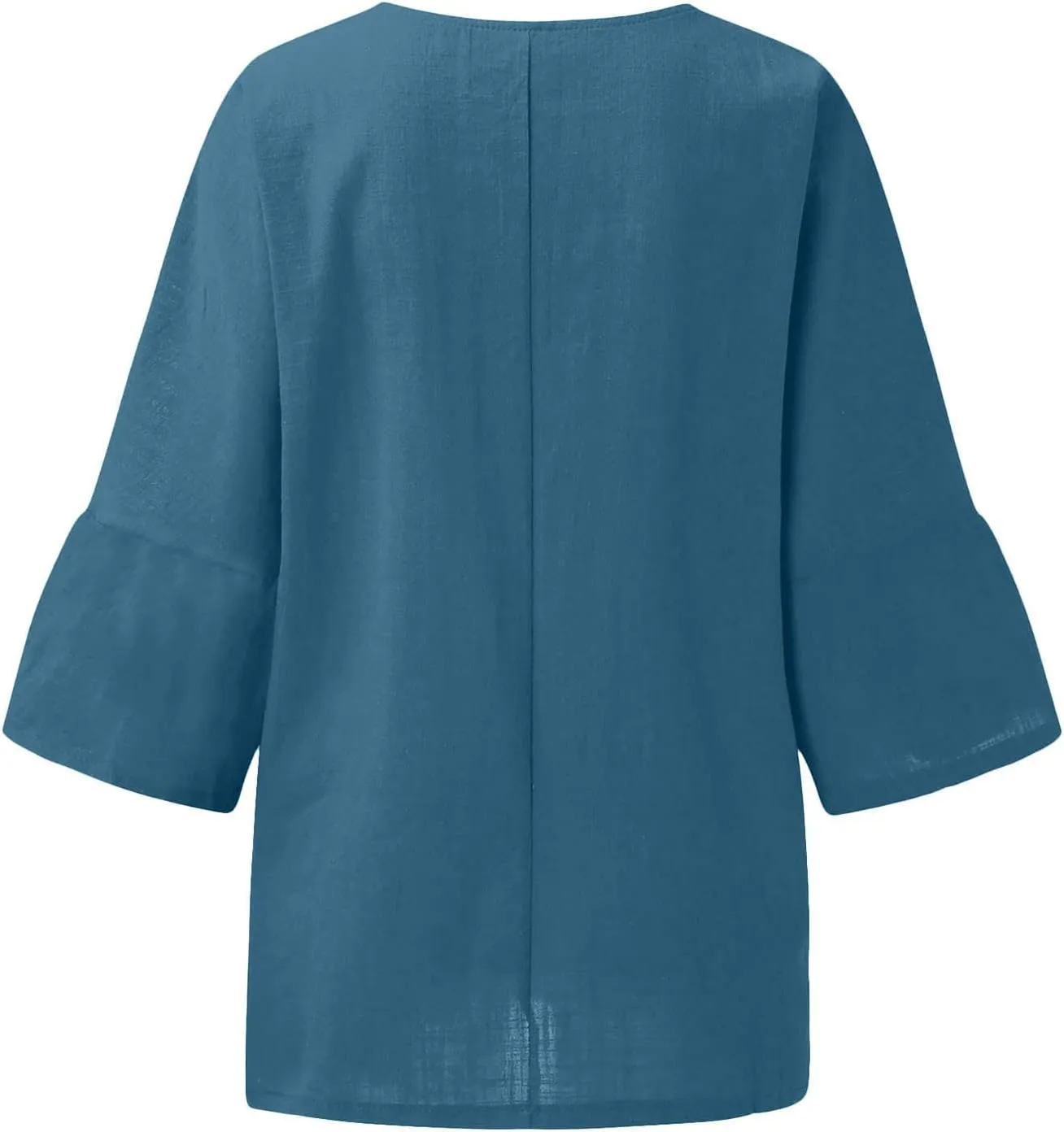 Cotton Linen Tops for Women Loose Fit Boho Solid Tunic Tops 2024 Summer Casual Elbow Sleeve Side Slit Blouse, Beige