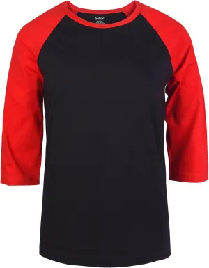 Cottonbell Women's Baseball Quarter Sleeve Tee Shirt