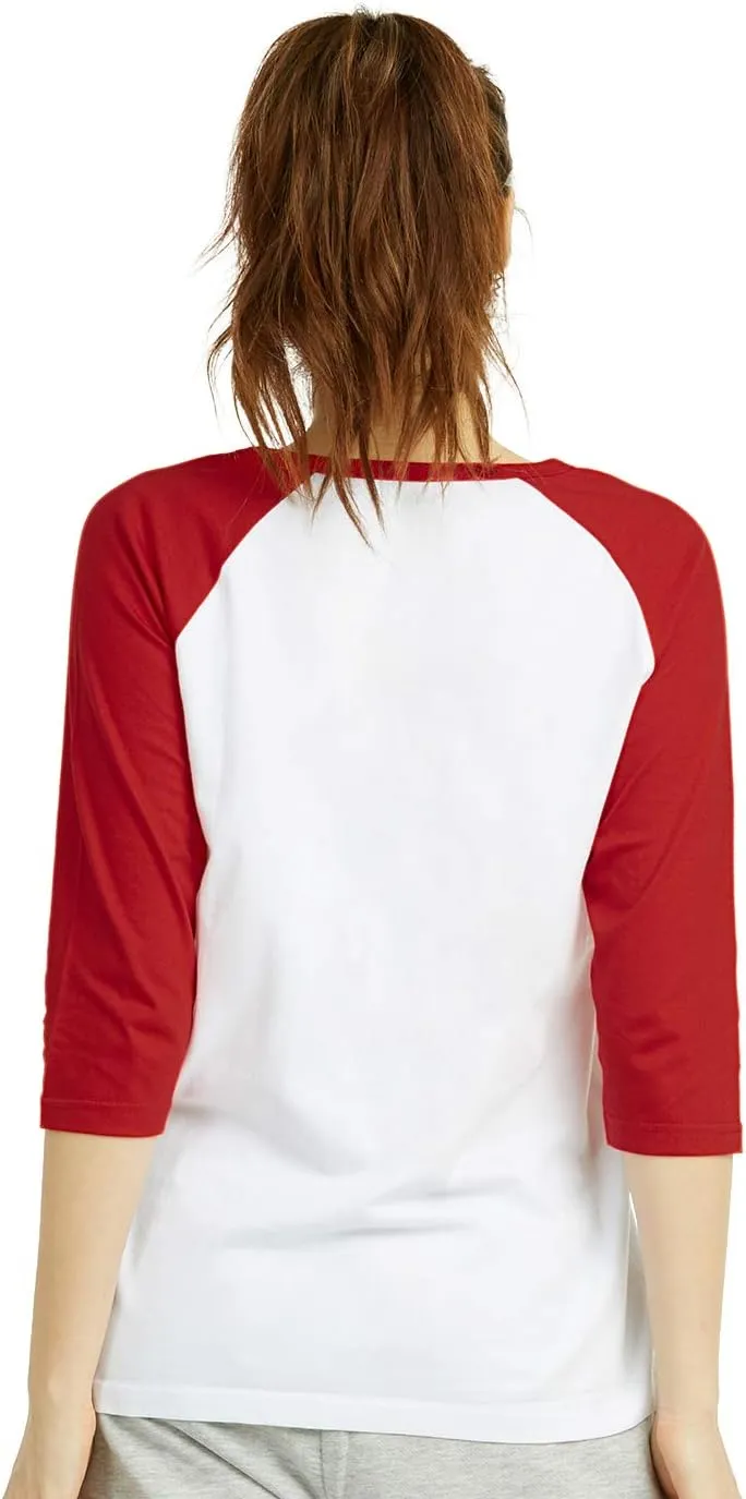 Cottonbell Women's Baseball Quarter Sleeve Tee Shirt
