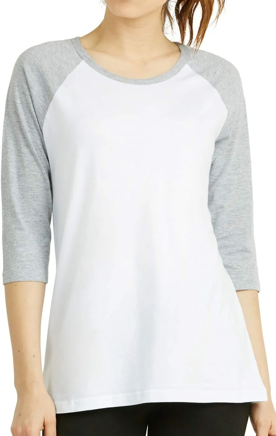 Cottonbell Women's Baseball Quarter Sleeve Tee Shirt
