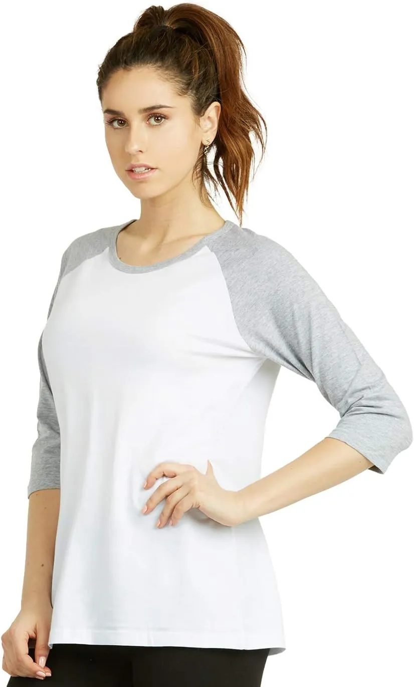 Cottonbell Women's Baseball Quarter Sleeve Tee Shirt