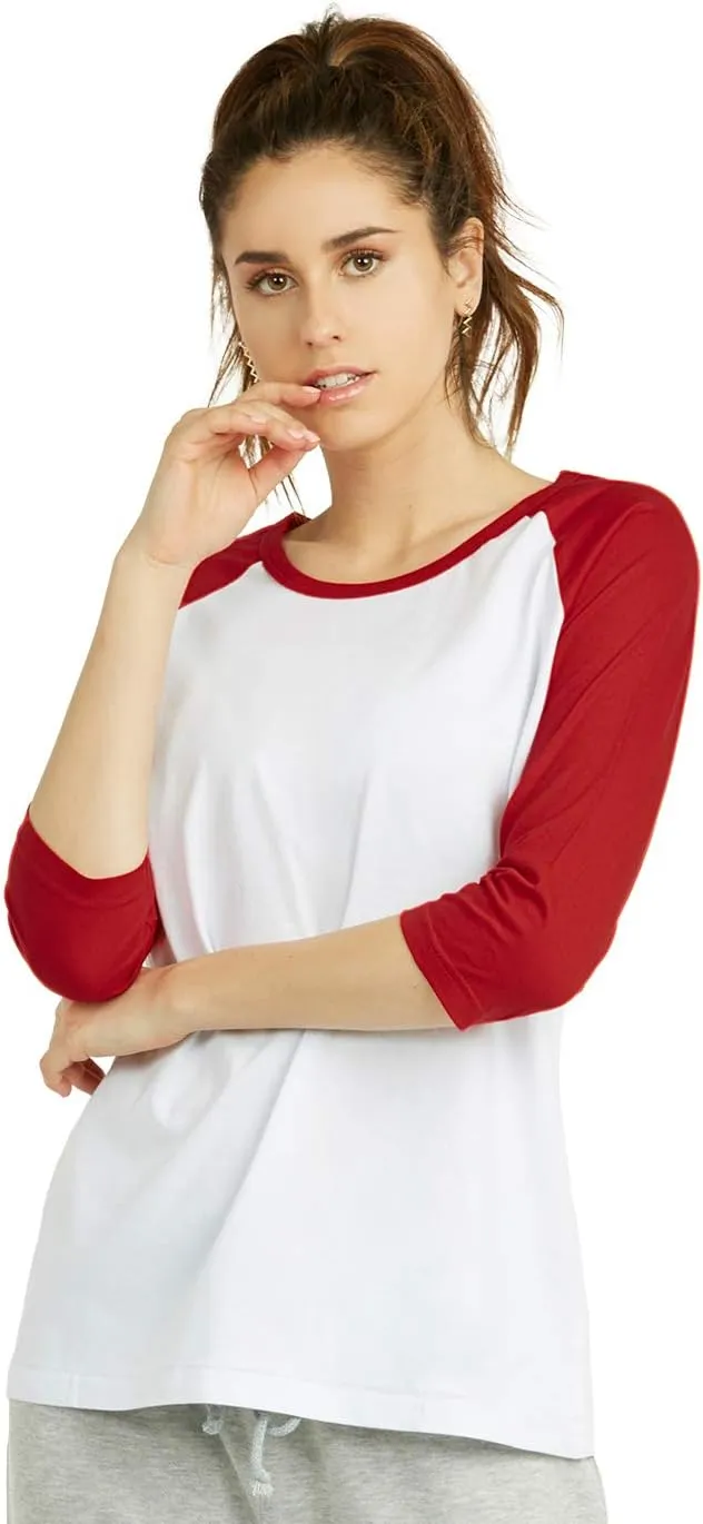 Cottonbell Women's Baseball Quarter Sleeve Tee Shirt