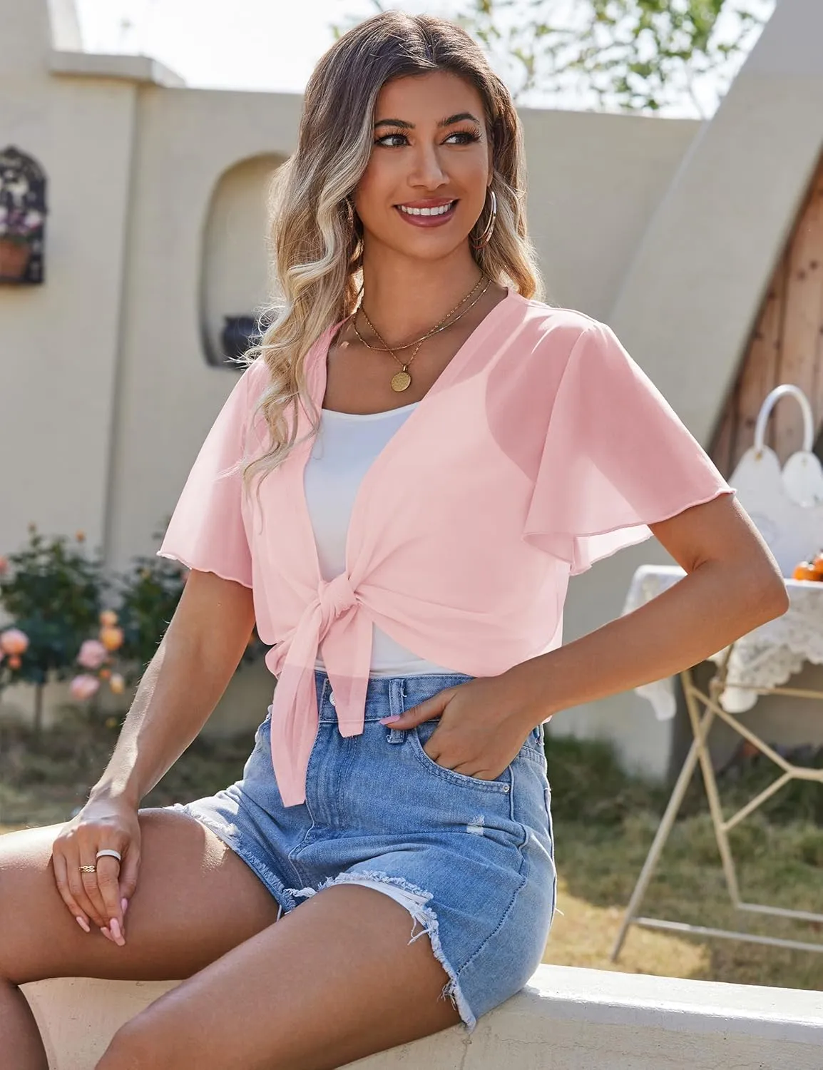 CPOKRTWSO Women's Cardigan Summer Lightweight Casual Short Sleeve Sheer Cardigans for Women Open Front Cover Ups(S-XL)